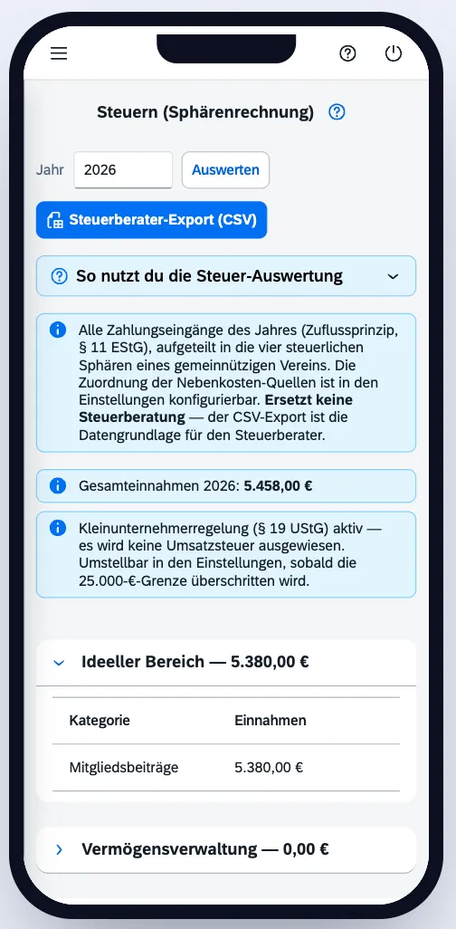 Steuer-Auswertung auf dem Smartphone